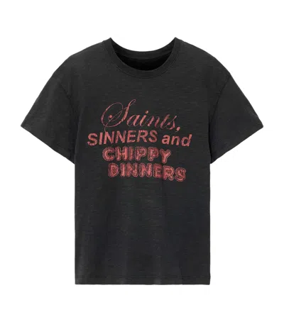 Allsaints Chippy Addi Cotton Crewneck Tee In Black