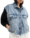 Allsaints Chlo 2-in-1 Oversized Denim Jacket In Light Indigo