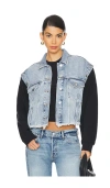 Allsaints Chlo 2-in-1 Oversized Denim Jacket In Light Indigo & Navy