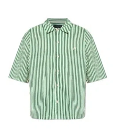 Allsaints Chopin Striped Short-sleeve Shirt In Green