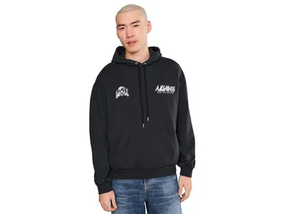 Allsaints Chromium Logo Graphic Drawstring Tour Hoodie In Black