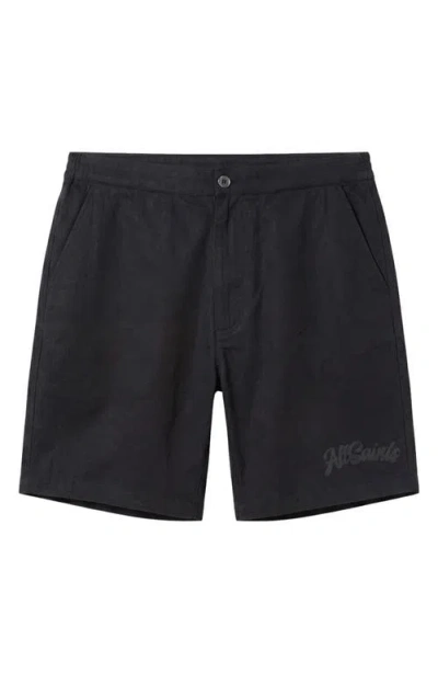 Allsaints Circe Flat Front Shorts In Black