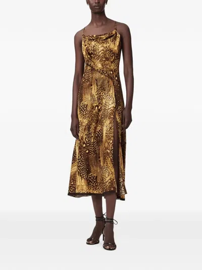 Allsaints Claire Leopard Print Maxi Dress In Multi