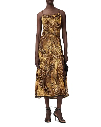 Allsaints Claire Leopard Print Maxi Dress In Multi