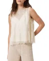 Allsaints Womens Vintage White Clara Lace-embroidered Scalloped-hem Woven Top In White