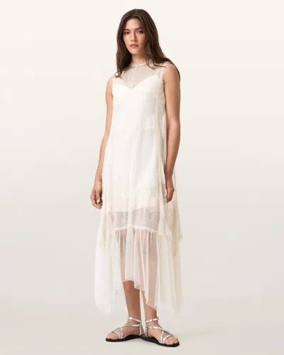 Allsaints Clara Lace Trim Midi Dress