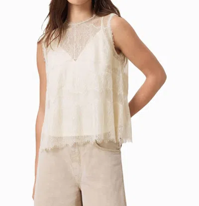 Allsaints Clara Lace Trim Sleeveless Woven Top In Vintage White In Neutral