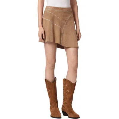 Allsaints Suede Clara Whip Suede Mini Skirt In Brown