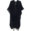 Allsaints Clarissa Logo Trim Rickrack Linen Blend Ruana In Blue