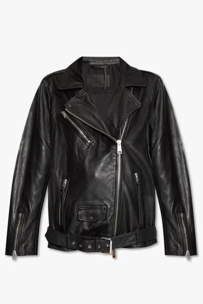 Allsaints Billie Leather Biker Jacket In Black