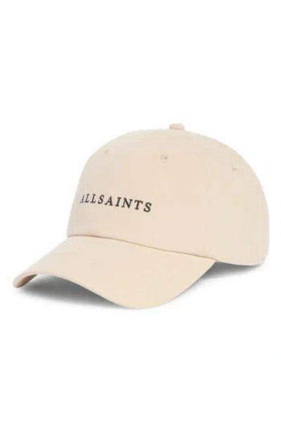 Allsaints Classic Logo Baseball Cap In Sand