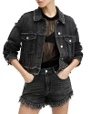 Allsaints Claude Fray Denim Jacket In Washed Black