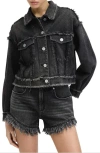 ALLSAINTS CLAUDE FRAYED DENIM TRUCKER JACKET