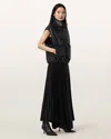 Allsaints Clay Funnel Neck Leather Gilet In Black
