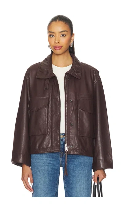 Allsaints Clay Leather Jacket In Burgundy