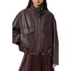 Allsaints Clay Leather Jacket In Brown