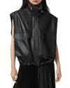 Allsaints Clay Funnel Neck Leather Gilet In Black