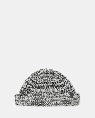 Allsaints Clay Two Tone Marl Beanie In Chalk/black