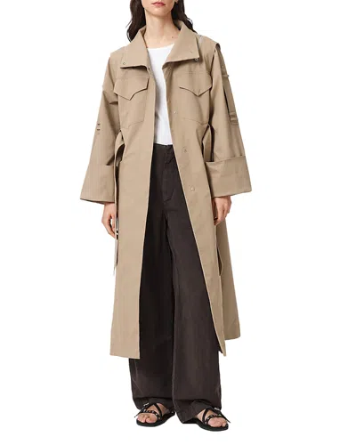 Allsaints Clayton Stand Collar Trench Coat In Neutral
