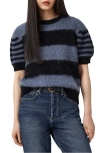 Allsaints Clem Striped Knitted T-shirt In Blue
