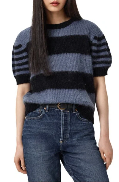 ALLSAINTS ALLSAINTS CLEM STRIPE PUFF SLEEVE WOOL & MOHAIR BLEND SWEATER