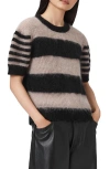 Allsaints Clem Striped Knitted Top In Gray