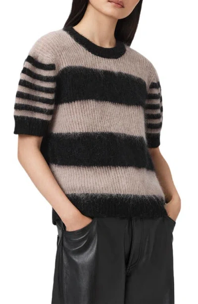 Allsaints Clem Striped Knitted Top In Brown