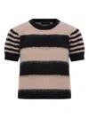 Allsaints Clem Striped Knitted Top In Brown