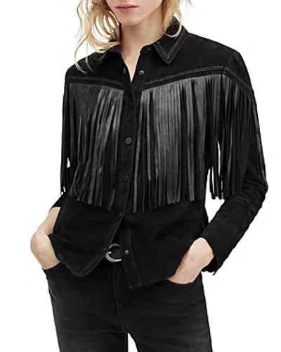 ALLSAINTS CLEO LEATHER WESTERN SHIRT