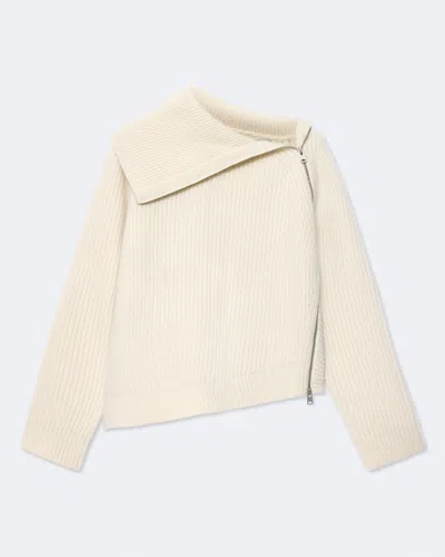 Allsaints Womens Chalk White Cleo Funnel-neck Wool Jumper In Neutral