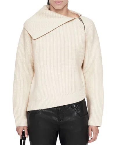 Allsaints Cleo Wool Funnel Neck Sweater In Neutral