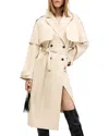 Allsaints Clyde Oversized Double Breasted Trench Coat In Ecru White