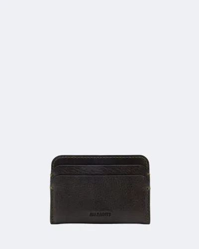 Allsaints Clymer Leather Cardholder In Black