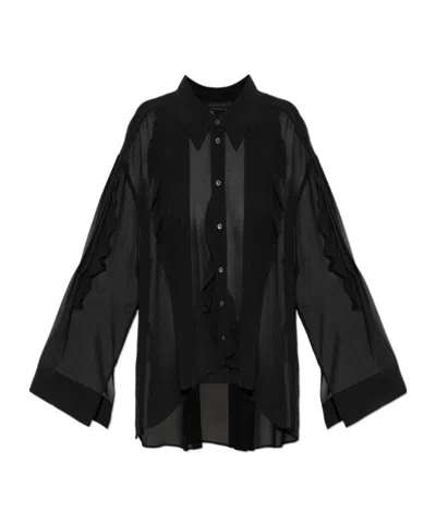 Allsaints Collared Long-sleeved Shirt In Black