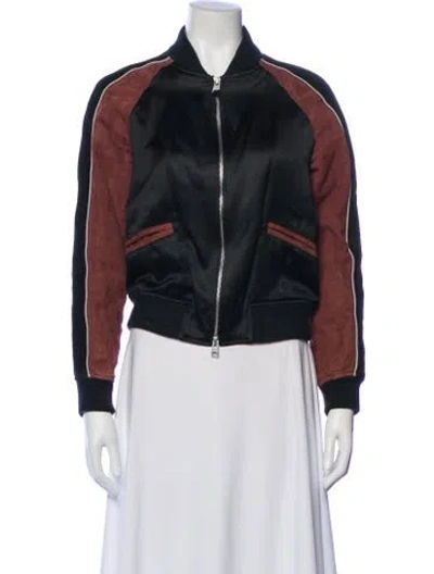 Pre-owned Allsaints Colorblock Pattern Bomber Jacket In Black