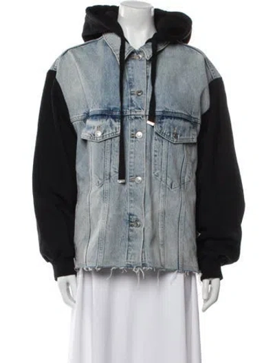 Pre-owned Allsaints Colorblock Pattern Denim Jacket In Blue