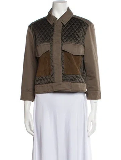 Pre-owned Allsaints Colorblock Pattern Jacket In Green