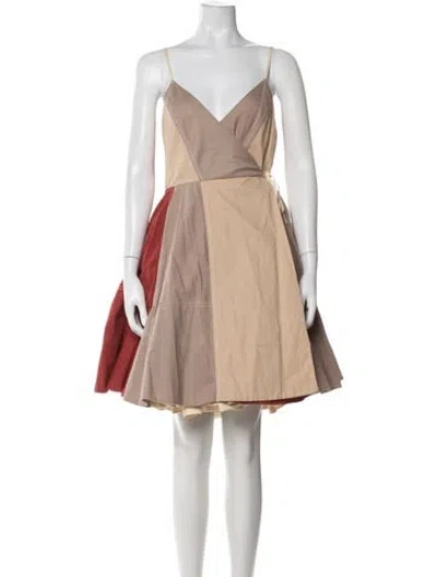 Pre-owned Allsaints Colorblock Pattern Mini Dress In Neutral