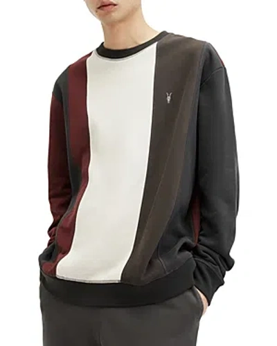 Allsaints Colorblocked Crewneck Sweatshirt In Black Khaki