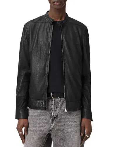 Allsaints Slim Fit Leather Jacket In Black