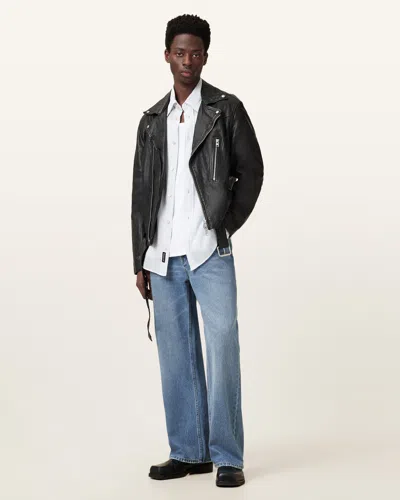 Allsaints Comet Zip-fastening Leather Jacket In Black