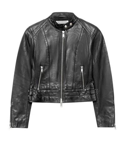 Allsaints Comet Leather Slim Fit Moto Jacket In Black