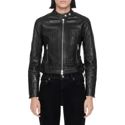 Allsaints Comet Leather Jacket In Black