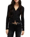 Allsaints Connie Slim Fit Open Neck Shirt In Black