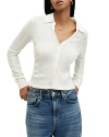 Allsaints Connie Slim Fit Open Neck Shirt In Chalk White