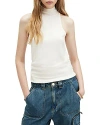 Allsaints Connie Merino Wool Roll Neck Top In Chalk White