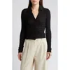 Allsaints Connie Textured Weave Button-up Shirt In Black