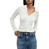 Allsaints Connie Slim Fit Open Neck Shirt In Chalk White