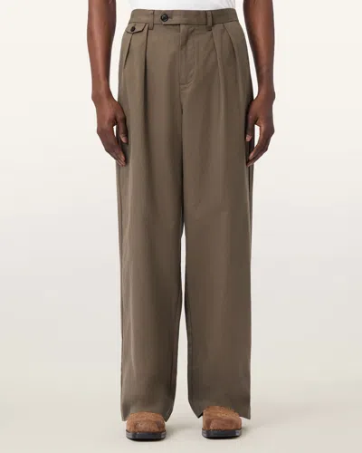 Allsaints Conway Wide Leg Pleated Pants In Gray