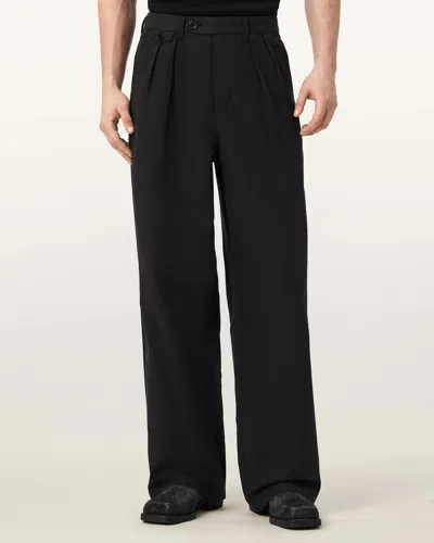Allsaints Conway Wide Leg Pleated Pants In Black